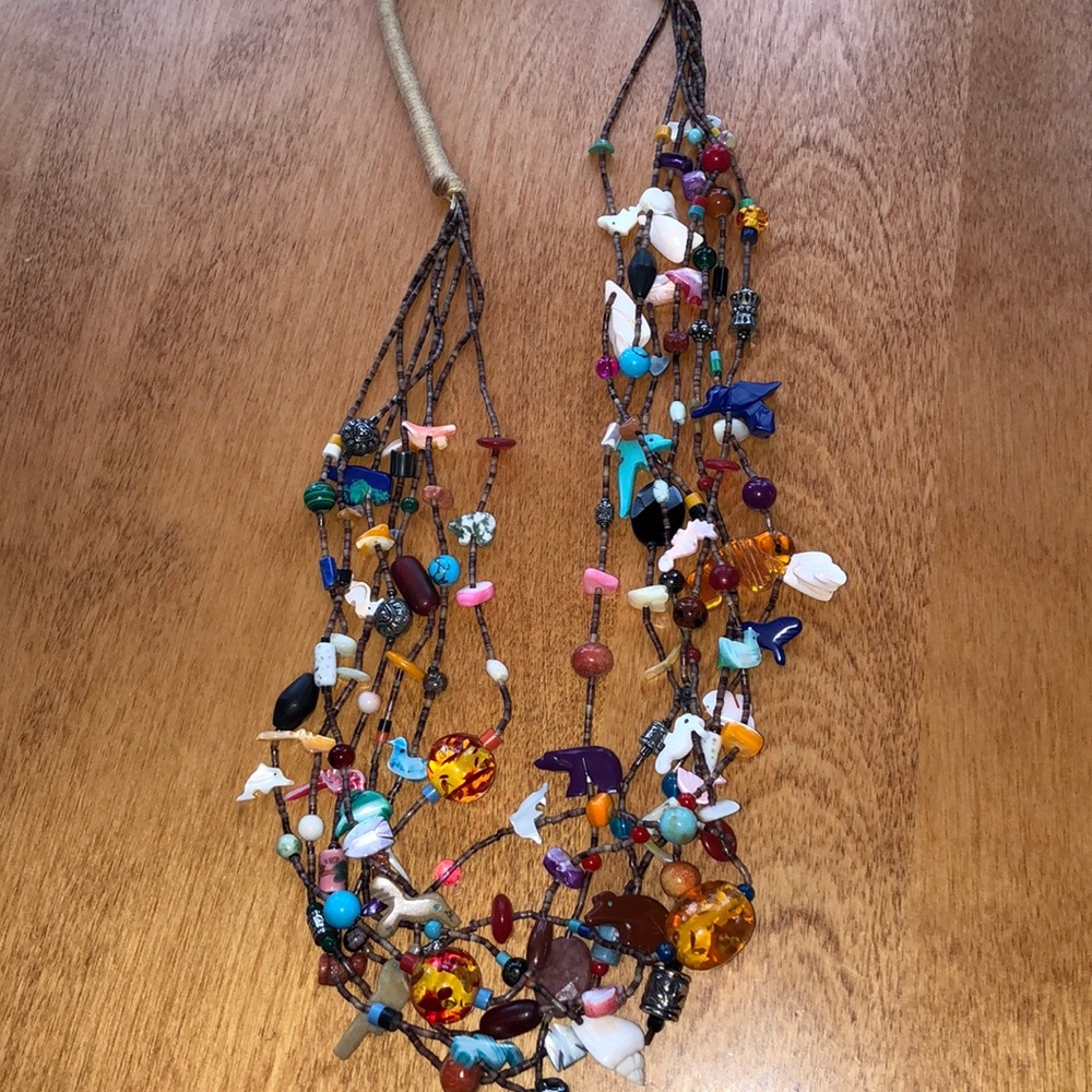 Southwest Style 7 Strand Bead/Fetish 30” Necklace